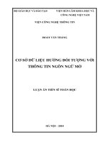 Cơ sở dữ liệu hướng đối tượng với thông tin ngôn ngữ mờ( Luận án tiến sĩ)