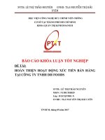 Báo cáo khóa luận tốt nghiệp hoàn thiện hoạt động xúc tiến bán hàng tại công ty TNHH DH foods