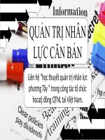 Liên hệ “học thuyết quản trị nhân lực phương Tây “ trong công tác tổ chức hocatj đông QTNL tai Việt Nam.