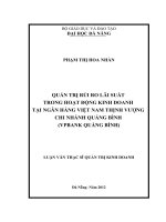 Quản trị rủi ro lãi suất trong hoạt động kinh doanh tại ngân hàng Việt Nam Thịnh Vượng chi nhánh Quảng Bình (VPBANK Quảng Bình)