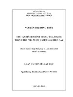 Thủ tục hành chính trong hoạt động thanh tra nhà nước ở Việt Nam hiện nay (Luận án tiến sĩ)