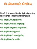 TÁC ĐỘNG CỦA BIẾN ĐỔI KHÍ HẬU