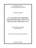 Các giải pháp tiết kiệm điện cho hệ thống điện tử dùng của nhà máy thủy điện đồng nai 4