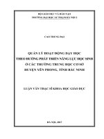 Quản lý hoạt động dạy học theo hướng phát triển năng lực học sinh ở các trường trung học cơ sở huyện yên phong, tỉnh bắc ninh