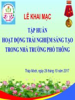 TẬP HUẤN HOẠT ĐỘNG TRẢI NGHIỆM SÁNG TẠO TRONG NHÀ TRƯỜNG PHỔ THÔNG