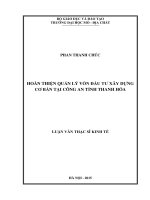 Hoàn thiện Quản lý vốn đầu tư xây dựng cư bản tại Công an tỉnh Thanh Hóa