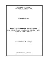 Thực trạng vi phạm pháp luật về bảo hiểm xã hội của doanh nghiệp trên địa bàn tỉnh cà mau 