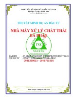 Thuyết minh dự án Nhà máy xử lý chất thải Bá Phát 0918755356