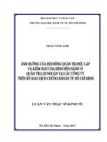 Ảnh hưởng của hội đồng quản trị độc lập và kiểm soát gia đình đến hành vi quản trị lợi nhuận tại các công ty trên sở giao dịch chứng khoán tp  hồ chí minh 