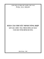 BÁO CÁO THUYẾT MINH TỔNG HỢP KẾT QUẢ ĐIỀU TRA THOÁI HÓA KỲ ĐẦU NĂM 2015 TỈNH BÌNH DƯƠNG