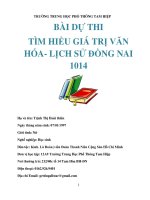 BÀI DỰ THI TÌM HIỂU GIÁ TRỊ VĂN HÓA- LỊCH SỬ ĐỒNG NAI 1014