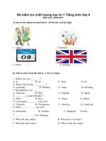 ĐỀ KT tiếng anh cuối HKI   lớp 4
