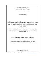 Những biện pháp nâng cao hiệu quả dạy học bài (tình cảnh lẻ loi của người chinh phụ) ở lớp 10 trung học phổ thông ( Luận văn thạc sĩ)