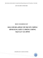 BÁO CÁO KHẢO SÁT BÁO CHÍ HÒA BÌNH VỚI TRUYỀN THÔNG BÌNH ĐẲNG GIỚI VÀ PHÒNG CHỐNG BẠO LỰC GIA ĐÌNH
