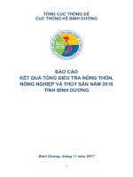 Kết quả Tổng điều tra nông thôn, nông nghiệp và thủy sản năm 2016 tỉnh Bình Dương