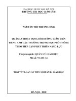 QUẢN lý HOẠT ĐỘNG bồi DƯỠNG GIÁO VIÊN TIẾNG ANH các TRƯỜNG TRUNG học PHỔ THÔNG THEO TIẾP cận PHÁT TRIỂN NĂNG lực (tt) 