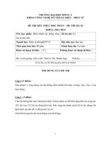 ĐỀ THI MÔN ĐIỀU KHIỂN HỆ THỐNG THỦY LỰC