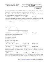 GIẢI CHI TIẾT Đề thi thử Hóa THPT chuyên Thái Nguyên lần 2 – 2018