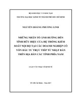 Những nhân tố ảnh hưởng đến tính hữu hiệu của hệ thống kiểm soát nội bộ tại các doanh nghiệp có vốn đầu tư trực tiếp từ nhật bản trên địa bàn các tỉnh phía nam 