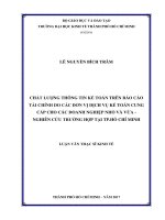 Các nhân tố ảnh hưởng đến chất lượng thông tin trên báo cáo tài chính do công ty dịch vụ kế toán cung cấp cho các doanh nghiệp nhỏ và vừa   nghiên cứu trên địa bàn TP  hồ chí minh 