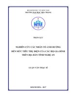 Nghiên cứu các nhân tố ảnh hưởng đến mức tiêu thụ điện của các hộ gia đình trên địa bàn tỉnh nghệ an 