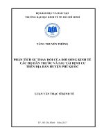 Phân tích sự thay đổi của đời sống kinh tế các hộ dân trước và sau tái định cư trên địa bàn huyện phú quốc  trường hợp dự án xây dựng cảng hàng không quốc tế phú quốc 