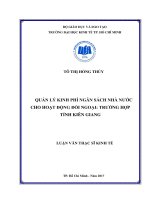 Quản lý kinh phí ngân sách nhà nước cho hoạt động đối ngoại trường hợp tỉnh kiên giang 