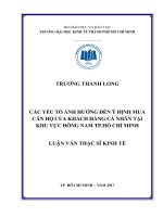 Các yếu tố ảnh hưởng đến ý định mua căn hộ của khách hàng cá nhân tại khu vực đông nam TP HCM 