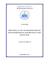 Phân tích các yếu tố ảnh hưởng đến sức hấp dẫn điểm đến du lịch biển đảo lý sơn, tỉnh quảng ngãi 