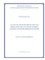 Các yếu tố ảnh hưởng đến sự sáng tạo trong công việc của người lao động tại trung tâm hành chính quận tân phú 