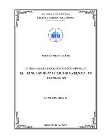 Nâng cao chất lượng nguồn nhân lực tại trung tâm quản lý sau cai nghiện ma túy tỉnh nghệ an 