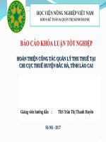 Hoàn thiện công tác quản lý thu thuế tại chi cục thuế huyện bắc hà, tỉnh lào cai 