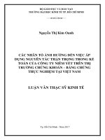 Các nhân tố ảnh hưởng đến việc áp dụng nguyên tắc thận trọng trong kế toán của công ty niêm yết trên thị trường chứng khoán – bằng chứng thực nghiệm tại việt nam 