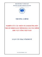 Nghiên cứu các nhân tố ảnh hưởng đến trách nhiệm giải trình báo cáo tài chính khu vực công việt nam 