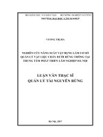 Nghiên cứu năng suất vật dụng làm cơ sở quản lý vật liệu cháy dưới rừng thông tại trung tâm phát triển lâm nghiệp Hà Nội (Luận văn thạc sĩ)
