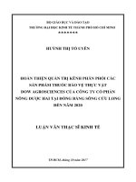 Hoàn thiện quản trị kênh phân phối các sản phẩm thuốc bảo vệ thực vật dow agrosciences của công ty cổ phần nông dược HAI tại đồng bằng sông cửu long đến năm 2020 