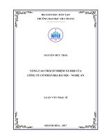 Nâng cao trách nhiệm xã hội của công ty cổ phần bia hà nội   nghệ an 