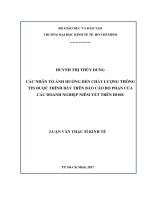 Các nhân tố ảnh hưởng đến chất lượng thông tin được trình bày trên báo cáo bộ phận của các doanh nghiệp niêm yết trên HOSE 