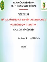 THỰC TRẠNG và GIẢI PHÁP HOÀN THIỆN CHÍNH SÁCH MARKETING MIX tại CÔNG TY cổ PHẦN QUỐC tế BAT VIỆT NAM 