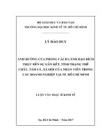 Ảnh hưởng của phong cách lãnh đạo đích thực đến sự gắn kết, tình trạng thể chất, tâm lý, xã hội của nhân viên trong các doanh nghiệp tại TP HCM 