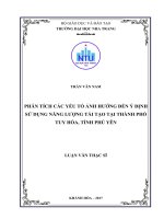 Phân tích các yếu tố ảnh hưởng đến ý định sử dụng năng lượng tái tạo tại thành phố tuy hòa, tỉnh phú yên 