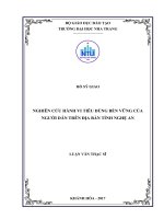 Nghiên cứu hành vi tiêu dùng bền vững của người dân trên địa bàn tỉnh nghệ an 