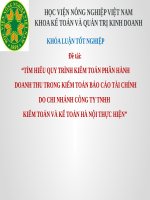 TÌM HIỂU QUY TRÌNH KIỂM TOÁN PHẦN HÀNH DOANH THU TRONG KIỂM TOÁN báo cáo tài CHÍNH DO CHI NHÁNH CÔNG TY TNHH KIỂM TOÁN và kế TOÁN hà nội THỰC HIỆN 