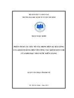Phân tích các yếu tố tác động đến sự hài lòng của khách hàng đối với công tác kiểm soát chi của kho bạc nhà nước kiên giang 