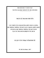 Các nhân tố ảnh hưởng đến chất lượng hệ thống thông tin kế toán trong điều kiện áp dụng hệ thống thông tin kế toán tại các doanh nghiệp ở TP HCM 