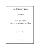 Giải pháp hoàn thiện công tác tuyên truyền hỗ trợ người nộp thuế tại chi cục thuế quận 10 
