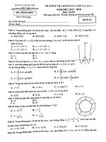 Đề thi thử môn Toán trường THPT Chu Văn An – Hà Nội lần 3 – 2018