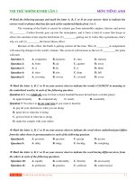 Đề thi thử tiếng anh cực hay thi THPT QG lần 2