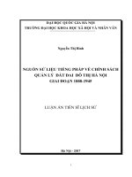 Nguồn sử liệu tiếng pháp về chính sách quản lý đất đai đô thị hà nội giai đoạn 1888 1945 