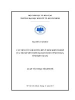Các nhân tố ảnh hưởng đến ý định khởi nghiệp của thanh niên trên địa bàn huyện vĩnh thuận, tỉnh kiên giang 